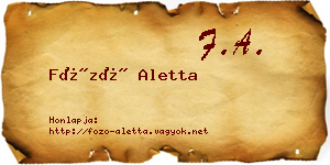 Főző Aletta névjegykártya