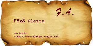 Főző Aletta névjegykártya